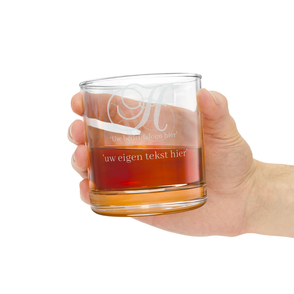 Engraved Monogram Whiskey Glass — 10.5 oz Personalized Rock Glass